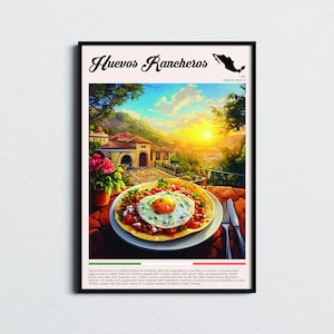 Huevos Rancheros Food Print | Mexican Food Wall Art | Mexico Food Travel Poster | Kitchen Decor | Food Art Print | Foodie Gift Idea