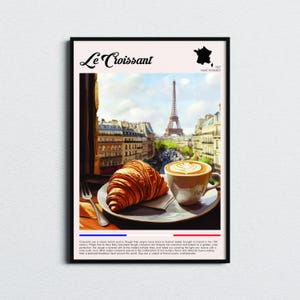 Croissant Print | Croissant Wall Art | French Food Travel Poster | Kitchen Decor | Food Art Print | Foodie Gift Idea