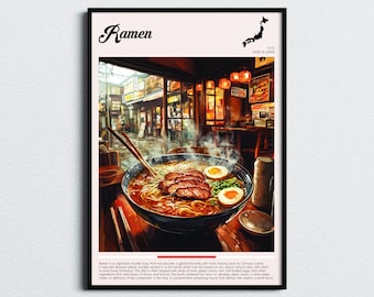 Ramen Print | Ramen Poster | Japanese Wall Art | Japanese Food Poster | Travel Poster | Kitchen Decor | Food Art Print | Foodie Gift Idea