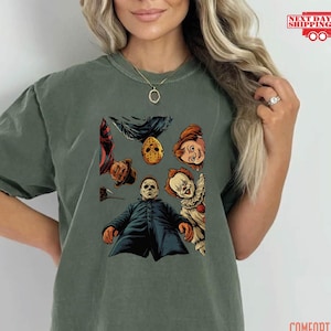 Horror Movie Characters T-shirt, Halloween Shirt, Spooky Season Outfit, Unisex Fall Clothes, Horror Movie Lovers Gifts, Gift For Him or Her