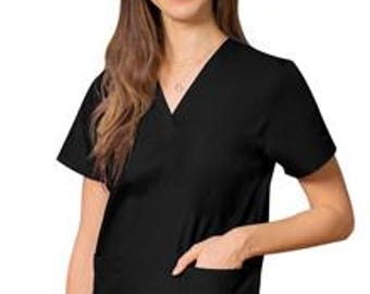 Poplin Scrubs set 4 pocket solid ladies half sleeve (2 pocket top and 2 pocket pant) in (65 perc Polyester, 35 perc Cotton Fabric)