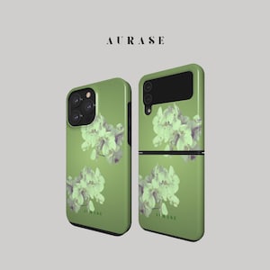 Aesthetic Orchid Flower Phone Case iPhone 16 15 14 13 Samsung Z Flip 6 5 4 Z Fold 4 3 Galaxy A 55 54 S 25 24 Green Gift Idea Birthday