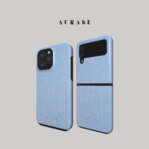 Aesthetic Striped Shirt Phone Case iPhone 16 15 14 13 Samsung Z Flip 6 5 4 Z Fold 4 3 Galaxy A 55 54 S 25 24 Blue White Gift Idea Birthday