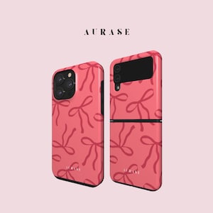 Aesthetic Bows Ribbon Coquette Phone Case iPhone 16 15 14 Samsung Z Flip 6 5 4 Z Fold 4 3 Galaxy A 55 54 S 25 24 Pink Gift Idea Birthday