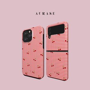Aesthetic Caro Cherry Phone Case iPhone 16 15 14 Samsung Z Flip 6 5 4 Z Fold 4 3 Galaxy A 55 54 S 25 24 Red Fruit Gift Idea Birthday