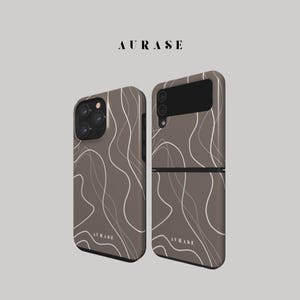 Aesthetic Abstract Taupe Phone Case iPhone 16 15 14 Samsung Z Flip 6 5 4 3 Z Fold 4 3 Galaxy A 55 54 S 25 24 Lines Gift Idea Birthday