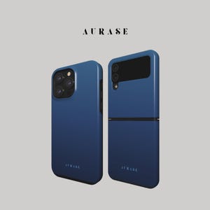 Aesthetic Color Transition Phone Case iPhone 16 Samsung Z Flip 6 5 4 Z Fold 4 3 Galaxy A 55 54 S 25 24 Dark Blue Gift Idea Birthday
