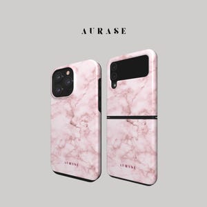 Aesthetic Pink Marble Phone Case iPhone 16 15 14 13 Samsung Z Flip 6 5 4 Z Fold 4 3 Galaxy A 55 54 S 25 24 Gift Idea Birthday
