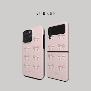 Aesthetic Pink Bows Ribbon Coquette Phone Case iPhone 16 15 14 Samsung Z Flip 6 5 4 Z Fold 4 3 Galaxy A 55 54 S 25 24 Gift Idea Birthday