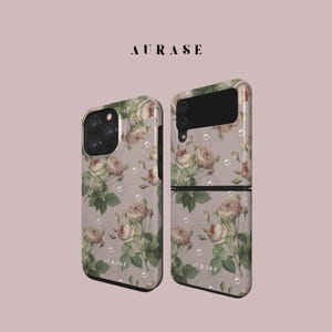 Aesthetic Flowers Vintage Phone Case iPhone 16 15 14 13 Samsung Z Flip 6 5 4 Z Fold 4 3 Galaxy A 55 54 S 25 24 Pink White Gift Birthday