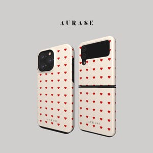 Aesthetic Cute Heart Phone Case iPhone 16 15 14 Samsung Z Flip 6 5 4 Z Fold 4 3 Galaxy A 55 54 S 25 24 Red Love Gift Idea Birthday