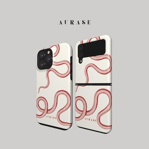 Aesthetic Snake Phone Case iPhone 16 15 14 Samsung Z Flip 6 5 4 Z Fold 4 3 Galaxy A 55 54 S 25 24 Red Burgundy Curvy Gift Idea Birthday