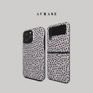 Aesthetic Dots Phone Case iPhone 16 15 14 13 Samsung Z Flip 6 5 4 Z Fold 4 3 Galaxy A 55 54 S 25 24 Black Gray Abstract Gift Idea Birthday