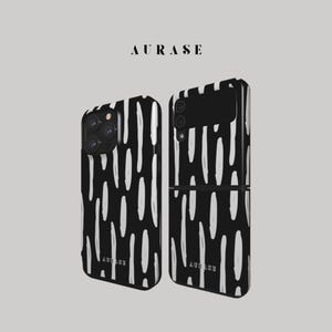Aesthetic Abstract Phone Case iPhone 16 15 14 13 Samsung Z Flip 6 5 4 Z Fold 4 Galaxy A 55 54 S 25 24 Black White Gift Idea Birthday