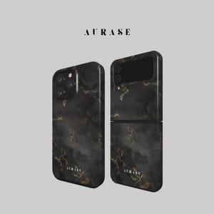 Aesthetic Black Marble Phone Case iPhone 16 15 14 13 Samsung Z Flip 6 5 4 Z Fold 4 3 Galaxy A 55 54 S 25 24 For Him Gold Gift Idea Birthday
