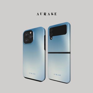 Aesthetic Aura Transition Phone Case iPhone 16 15 14 13 Samsung Z Flip 6 5 4 Z Fold 4 3 Galaxy A 55 54 S 25 24 Blue White Gift Idea Birthday