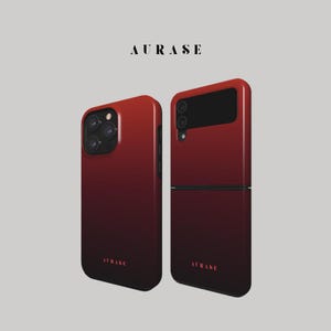 Aesthetic Color Transition Phone Case iPhone Samsung Z Flip 6 5 4 Z Fold 4 3 Galaxy A 55 54 S 25 24 Burgundy Red Black Gift Idea Birthday
