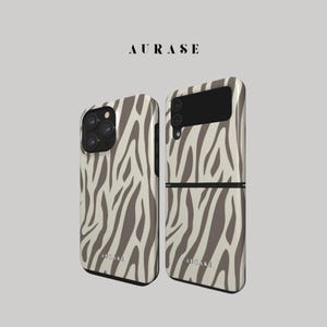 Aesthetic Abstract Phone Case iPhone 16 15 Samsung Z Flip 6 5 4 3 Z Fold 4 3 Galaxy A 55 54 S 25 24 Taupe Swirl Curves Gift Idea Birthday