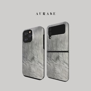 Aesthetic White Fur Phone Case iPhone 16 15 14 13 12 Samsung Z Flip 6 5 4 Z Fold 4 3 Galaxy A 55 54 S 25 24 Animal Print Gift Idea Birthday