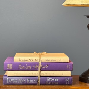 Vintage Purple & Beige Book Stack