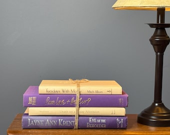 Vintage Purple & Beige Book Stack