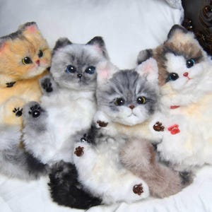 Custom Cat Plush Realistic Kitten Toy Personalized Stuffed Animal Handmade Simulated Plush  Cat Memorial Gift for Her Cat Charm Bag Charm