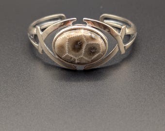 Pulsera de piedra Petoskey - Plata de ley