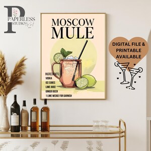 Moskauer Maultier Druck, Barwagen Dekor, Cocktailkarte, Signature Getränkeschild, Happy Hour Druck, Hochzeitsbarschild, Bar Wandkunst, Party Getränkekarte
