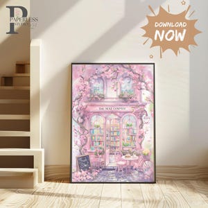 Charming Bookstore Wall Art | Vintage-Inspired Digital Printable | Floral Bookshop Decor | Literary Wall,Cottage Core Wall art Art