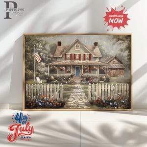 Vintage 4th of July Printable Art | Summer Cottage Americana Decor | Independence Day Wall Print | Farmhouse Style Digital Download