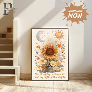 You Are My Sun / Flower illustration / Eco / Nursery Art / Kids Room / Art / Print / Gifts for Her / kids / Flowers / Colour Pop / Bright