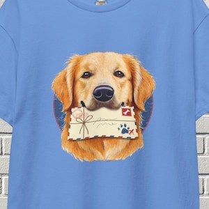 Puppy Mail Tee // Golden Retriever with a Letter, Cute Dog Lover Gift for Pet Parents & Mail Carriers