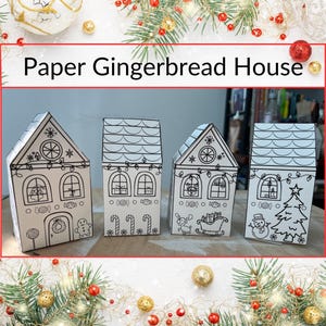 Gingerbread Paper House I – Printable Holiday Craft and Coloring Activity for Kids