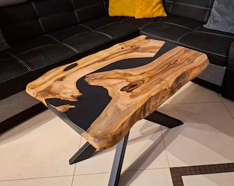 Custom Resin Coffee Table – Handmade Epoxy Wood Table – Modern Living Room Furniture