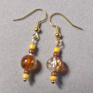 Yellow and Brown Dangle Earrings