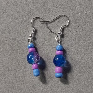 Blue and Purple Dangle Earrings