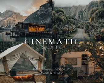 14 Cinematic Slate Lightroom Presets and LUTs, Cinematic Nature Landscape, Forest Adventure Photography, Travel Outdoor, Dark Moody Filters
