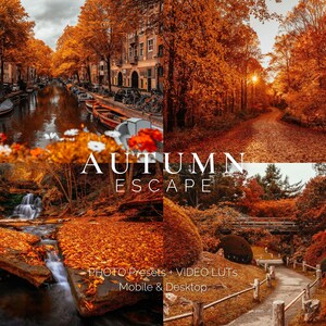 12 Autumn Escape Lightroom Presets and LUTs, Warm Orange Tones, Nature Landscape Photography, Golden Autumn Edits, Outdoor Fall Filters