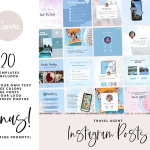Travel Agent Instagram Post Templates Canva Social Media Templates Instagram Quotes Travel Agent Marketing Content Calendar Writing Prompts image 2