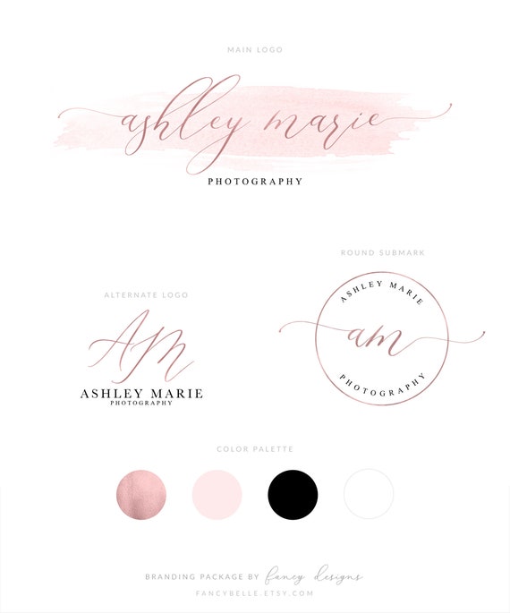 Rose Gold Photography Logo Branding Kit Photographer Marketing Set