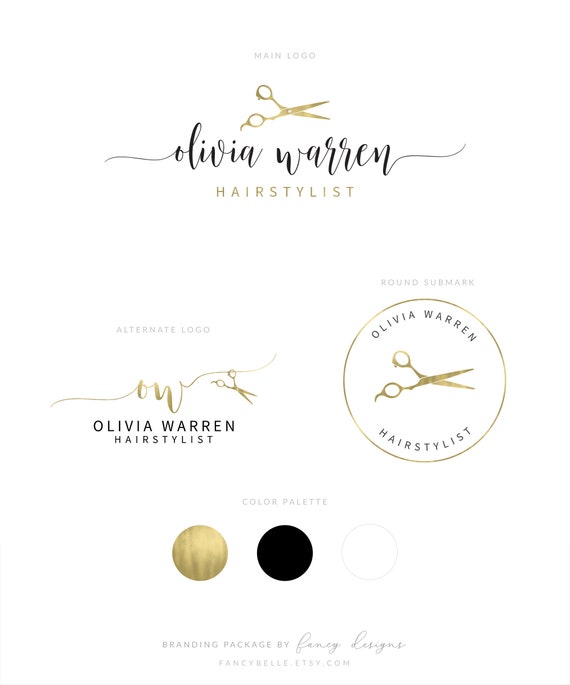 Hairstylist Logo Hairdresser Logo Gold Logo Hair Extension Logo