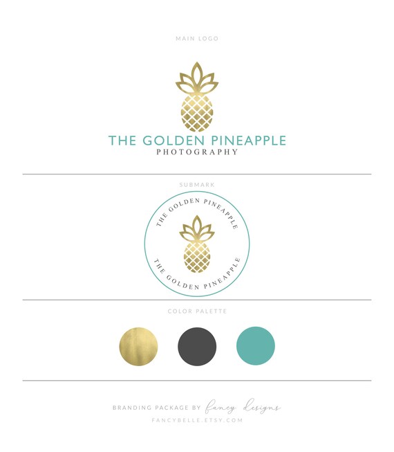 Pineapple Logo Food Logo Gold Logo Photography Logo Watermark Etsy