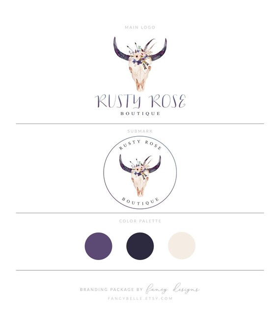 Rustic Logo Watercolor Logo Photography Logo Feather Logo Arrow Logo Skull Logo Boutique Logo Branding Package Logo Design Rustic Wedding Il_570xn