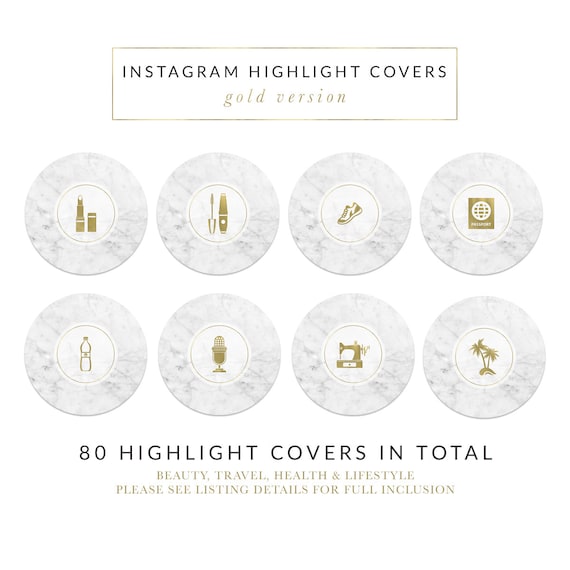 Instagram Story Highlight Icon Covers Gold Marble Instagram Etsy
