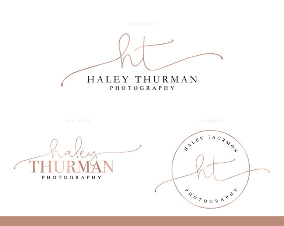 Rose Gold Logo, Photography Logo, Photo Watermark, Lash Logo Design, Makeup Artist Logo, Initial Logo, Feminine Logo, Simple Logo Il_570xn
