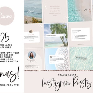 Travel Agent Instagram Post Templates Canva Social Media Templates Instagram Quotes Travel Agent Marketing Content Calendar Writing Prompts image 2