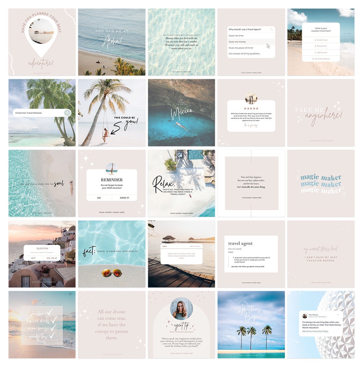 Travel Agent Instagram Post Templates Canva Social Media - Etsy Canada