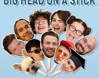 Big Head On A Stick, Face on A Stick Big Head Cutouts Big Head Graduation Face Bachelorette Party Sports Game Birthday Decorations Fat Head