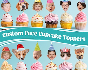 Custom Different  Photo Cupcake Topper, Baby Face Cupcake Topper, Cupcake Topper for Birthdays, Face On A Stick for party