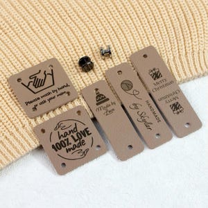 Etichette in similpelle personalizzate senza cuciture, etichette in pelle multi-dimensione personalizzate, etichette all'uncinetto, maglieria, etichette in pelle laser personalizzate, cappelli